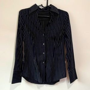 Express striped button down shirt - black/white stripes - size M